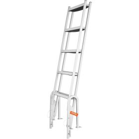 VEVOR Dock Ladder Flip Up 5 Steps, 350lbs Load Capacity, Aluminum Pontoon Boat Ladder with 4" Wide Step & Nonslip Rubber Mat