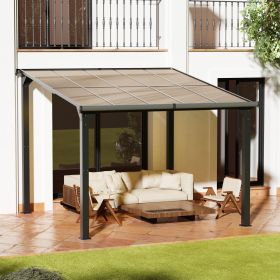 10 x 10 Ft Lean to Gazebo, Outdoor Pergola on Clearance for Patios, Hardtop Deck Metal Awnings, Frosted Gray
