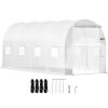 VEVOR Walk-in Tunnel Greenhouse, 15 x 7 x 7 ft Portable Plant Hot House w/ Galvanized Steel Hoops, 1 Top Beam, Diagonal Poles