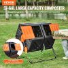 VEVOR Compost Bin, 37-Gal Dual Chamber Composting Tumbler, High Volume Two Rotating Chambers with 2 Sliding Door and Steel Frame