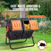 VEVOR Compost Bin, 37-Gal Dual Chamber Composting Tumbler, High Volume Two Rotating Chambers with 2 Sliding Door and Steel Frame