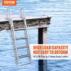 VEVOR Dock Ladder Flip Up 5 Steps, 350lbs Load Capacity, Aluminum Pontoon Boat Ladder with 4" Wide Step & Nonslip Rubber Mat