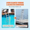 VEVOR Dock Ladder Flip Up 5 Steps, 350lbs Load Capacity, Aluminum Pontoon Boat Ladder with 4" Wide Step & Nonslip Rubber Mat