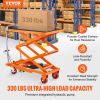 VEVOR Hydraulic Lift Table Cart, 330lbs Capacity 50" Lifting Height, Manual Double Scissor Lift Table with 4 Wheels and Non-slip Pad