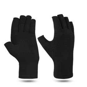 1pair Fingerless Compression Gloves For Arthritis; Carpal Tunnel; Swelling; Tendonitis & Hand Discomfort (Order A Size Up) (Color: Black, size: S)