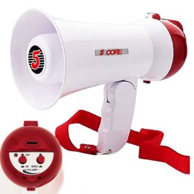 5 Core Megaphone Bullhorn Speaker 15W Mini Battery Power Bull horn w Siren 400 Yard Range - HW 1 (sku: HW 1)